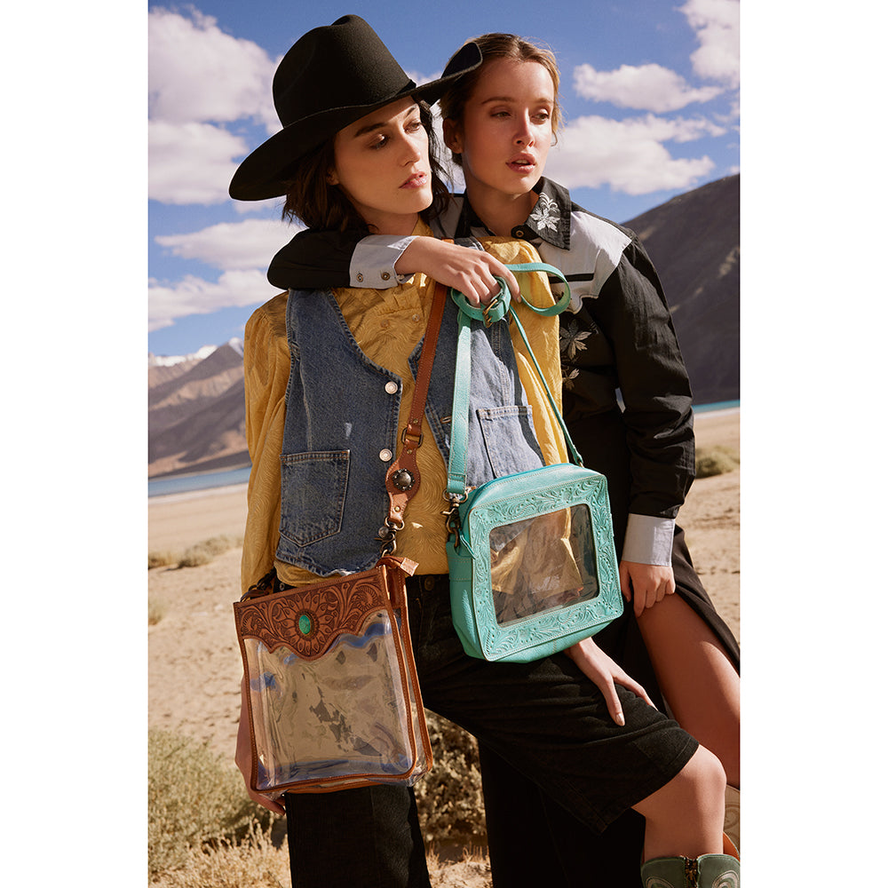 Open Vista Clear Bag in Turquoise - Myra USA