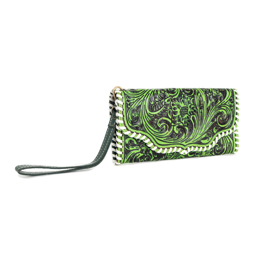 Desert Roses Wallet in Crimson In Green - Myra USA