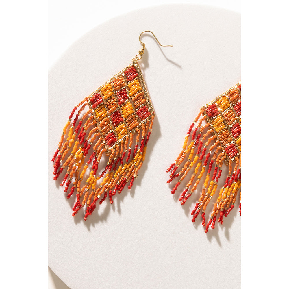 Shield in Flight Beaded Earrings In Multicolor - Myra USA