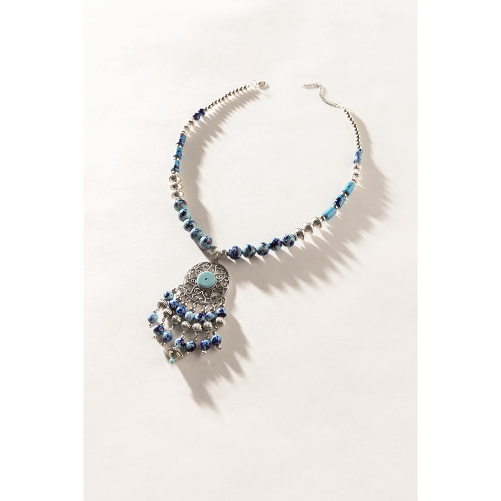 Luxi Concho Necklace In Blue - Myra USA