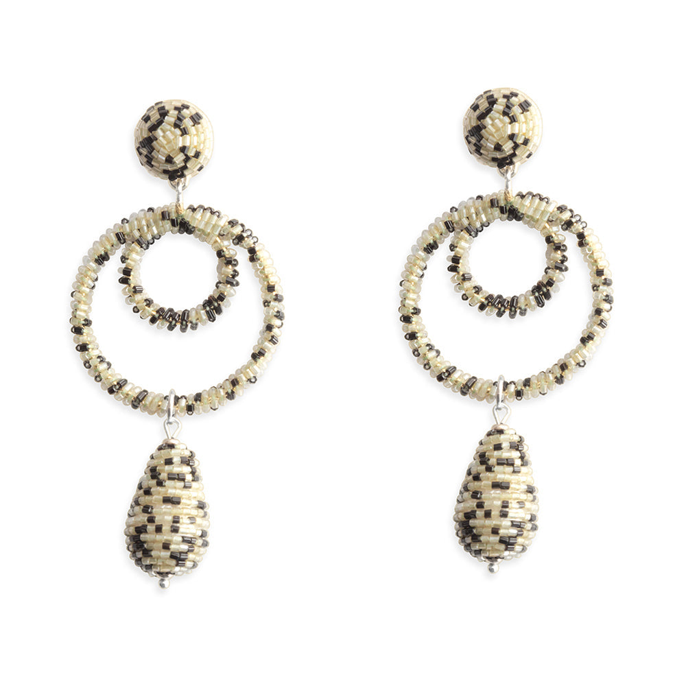 Marletta Beaded Earrings In Black And White - Myra USA