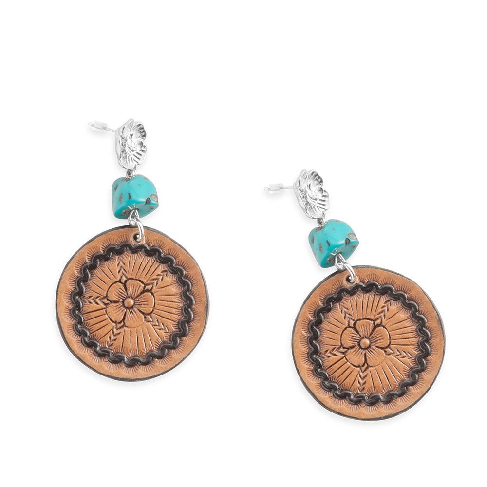 Floral Star Medallion Earrings In Brown - Myra USA