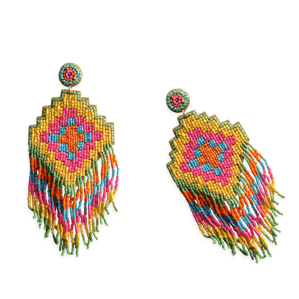 Splendor Dance Beaded Earrings In Multicolor - Myra USA