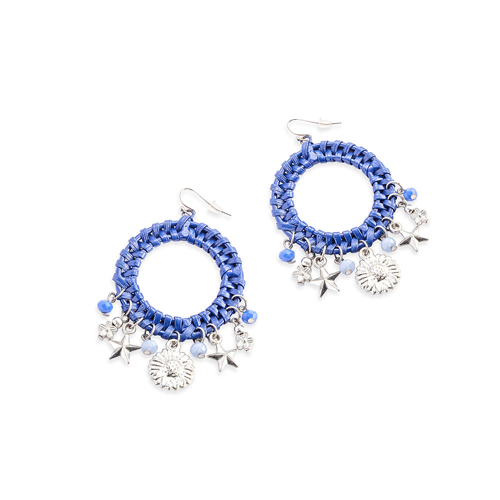 Round Sky Stream Earrings In Blue - Myra USA