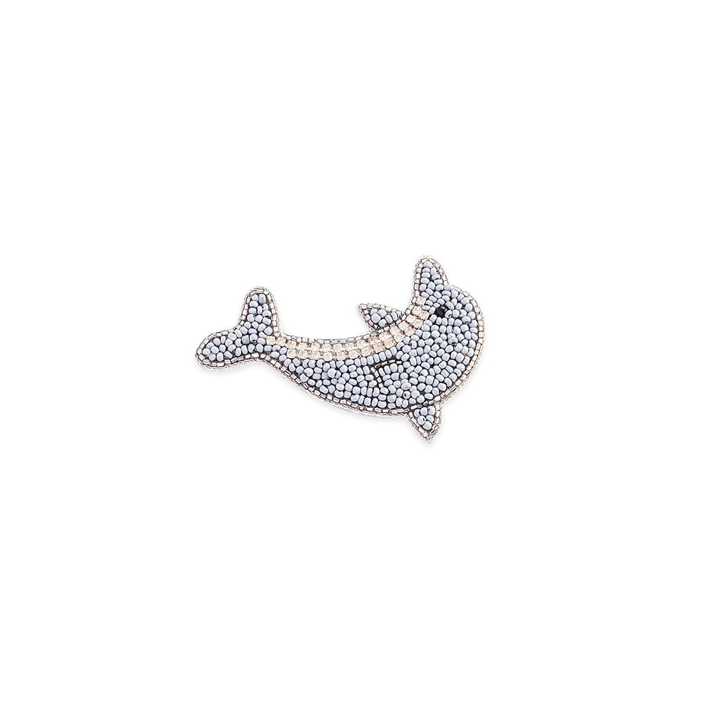 Leaping Dolphin Brooch In Silver - Myra USA