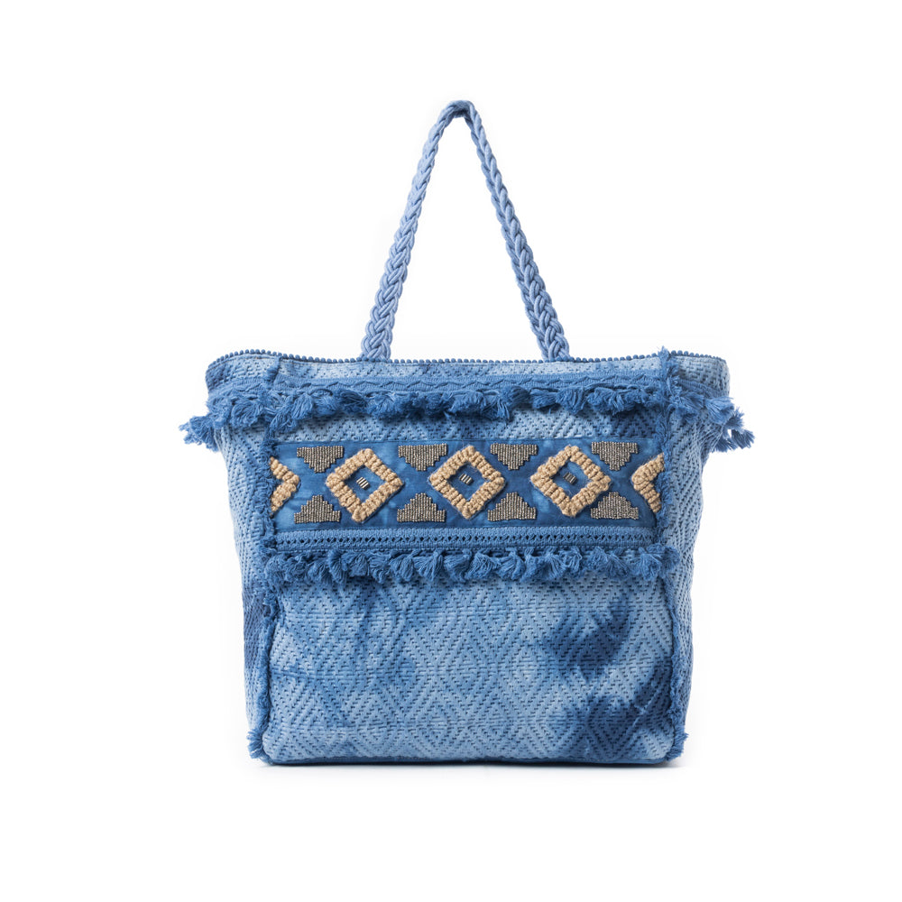 Azure Tribal Tassel Tote Bag - Myra USA