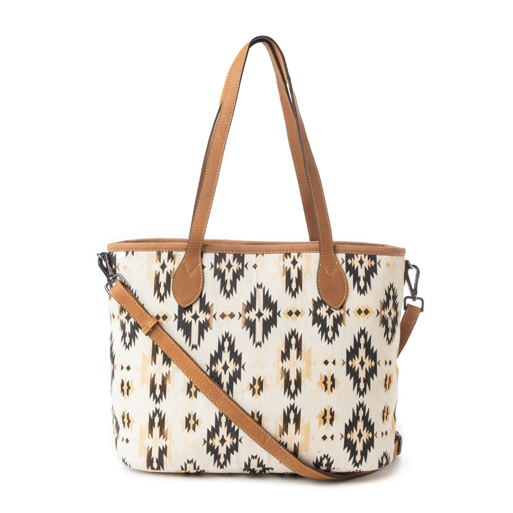 Desert Sky Star Tote Bag In Off White and Black - Myra USA