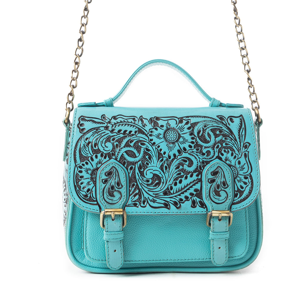 Sapphire Scroll Shoulder Bag In Turquoise - Myra USA