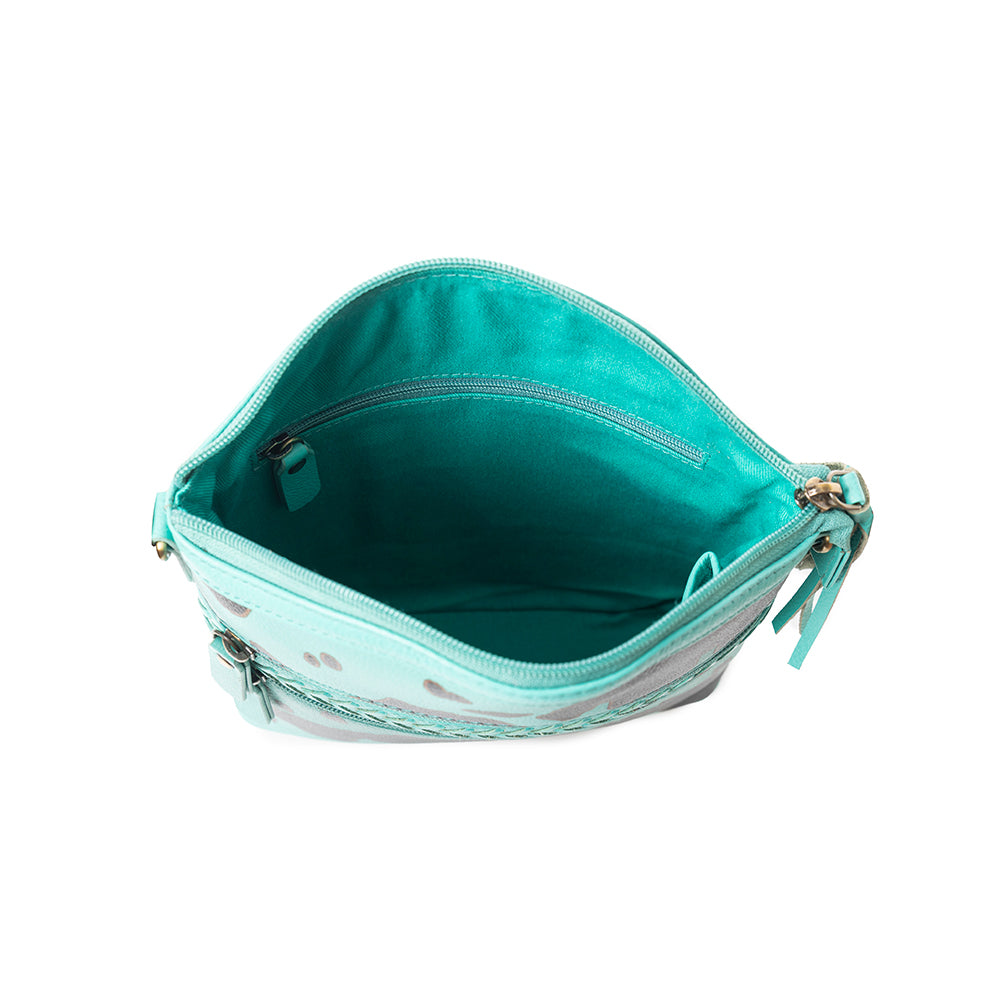 Prairie Sage Spotted Shoulder Bag In Turquoise - Myra USA