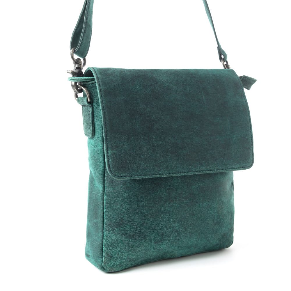 Mountain Heights Messenger Bag In Teal Green - Myra USA