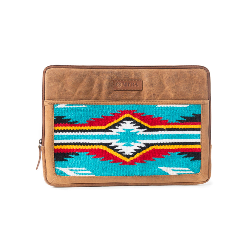 Minerva Prairie Laptop Case In Blue And Brown - Myra USA