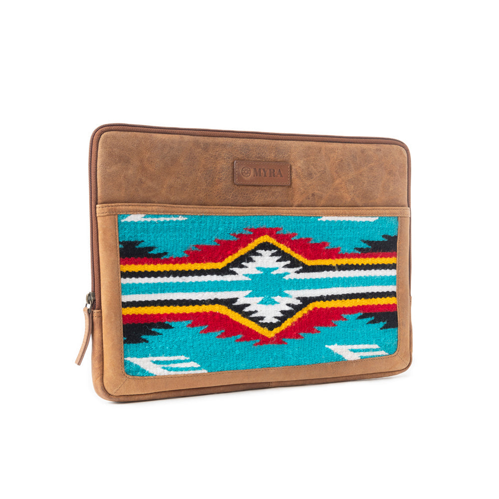 Minerva Prairie Laptop Case In Blue And Brown - Myra USA