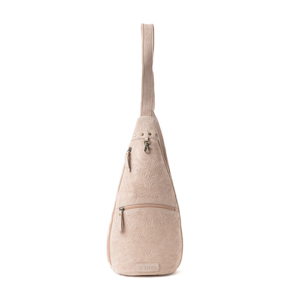 Marigold Scroll Sling Bag In Beige - Myra USA
