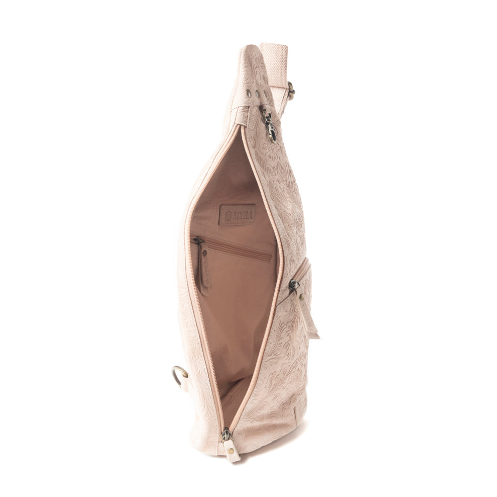 Marigold Scroll Sling Bag In Beige - Myra USA