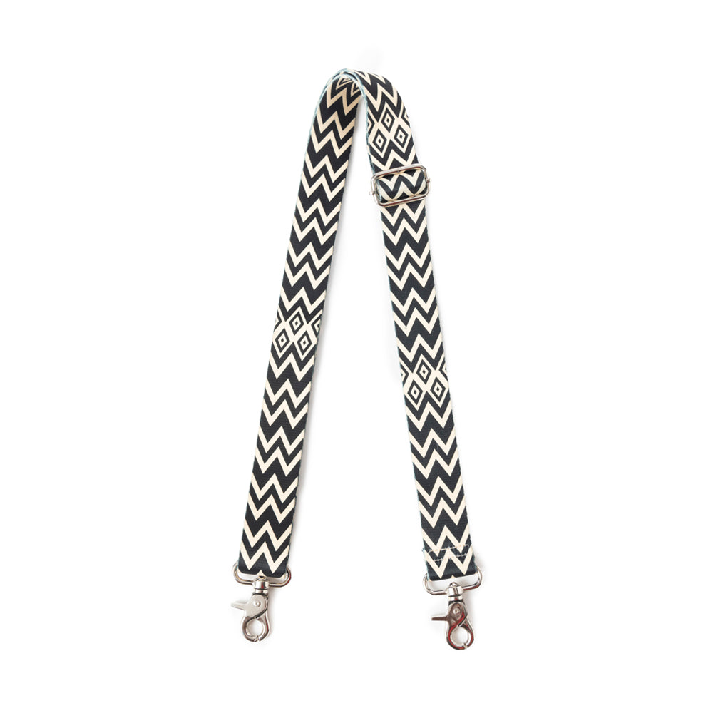 Geometric Vista Accessory Strap In Black and White - Myra USA