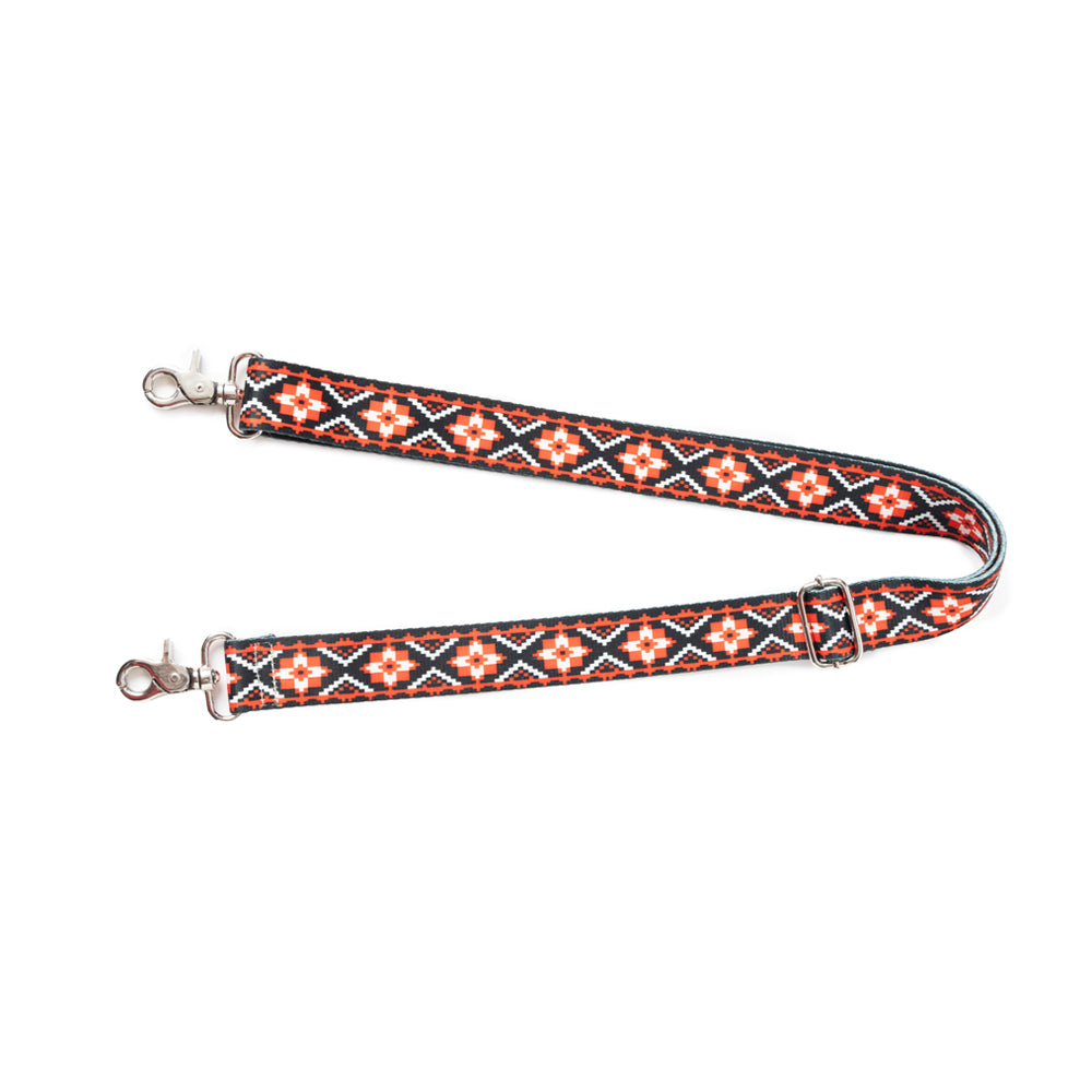 Geometric Vista Accessory Strap In Orange and Blue - Myra USA
