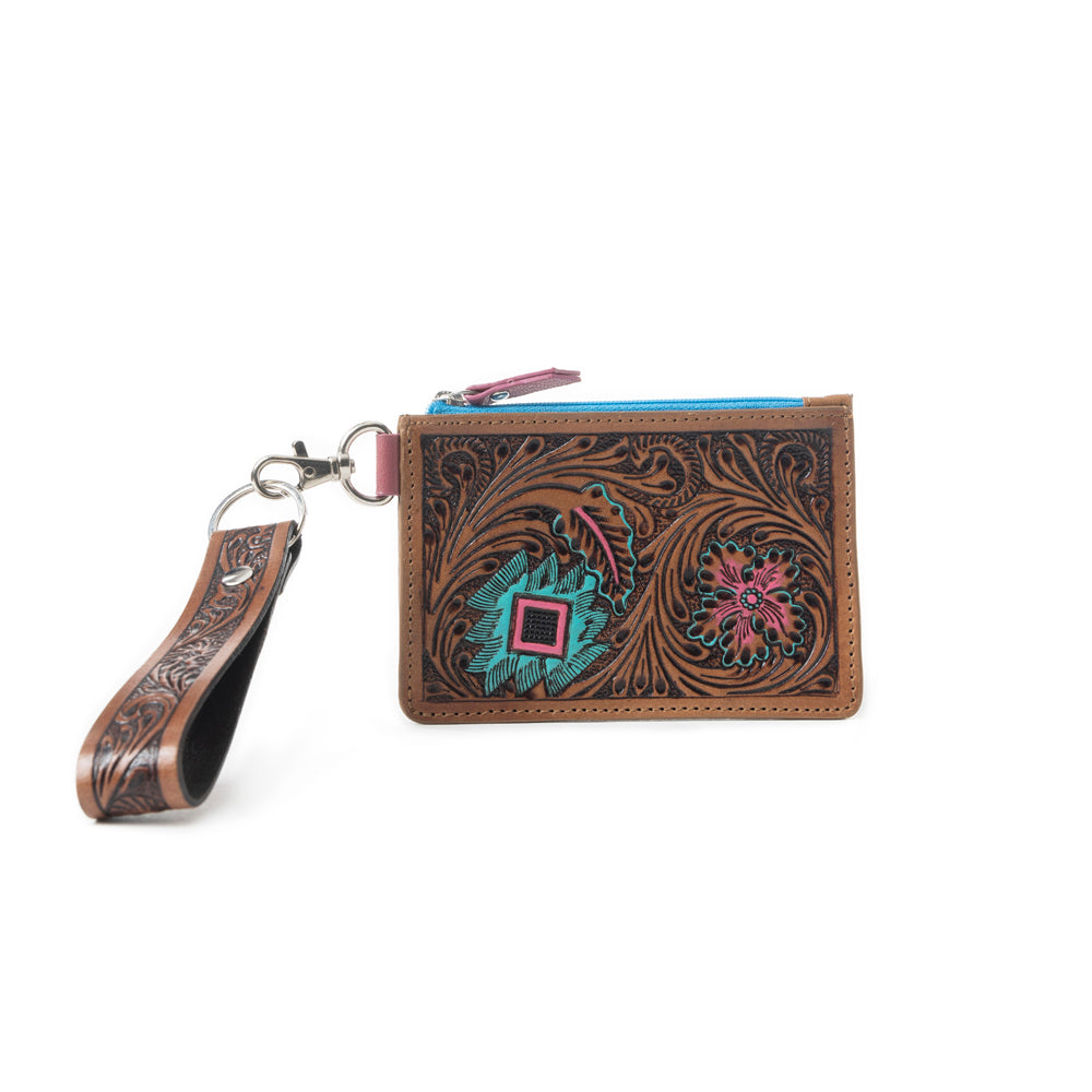 Pride of Prickly Pears Credit Card Holder In Brown and Blue - Myra USA