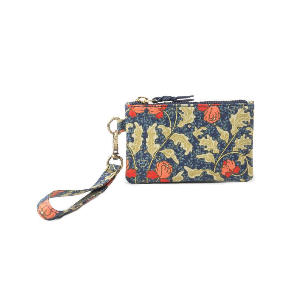 Red Blossoms Coin Purse In Blue - Myra USA