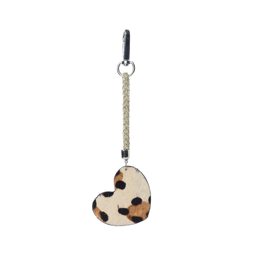 Pearls Hold My Heart Bag Charm In Brown and Black - Myra USA