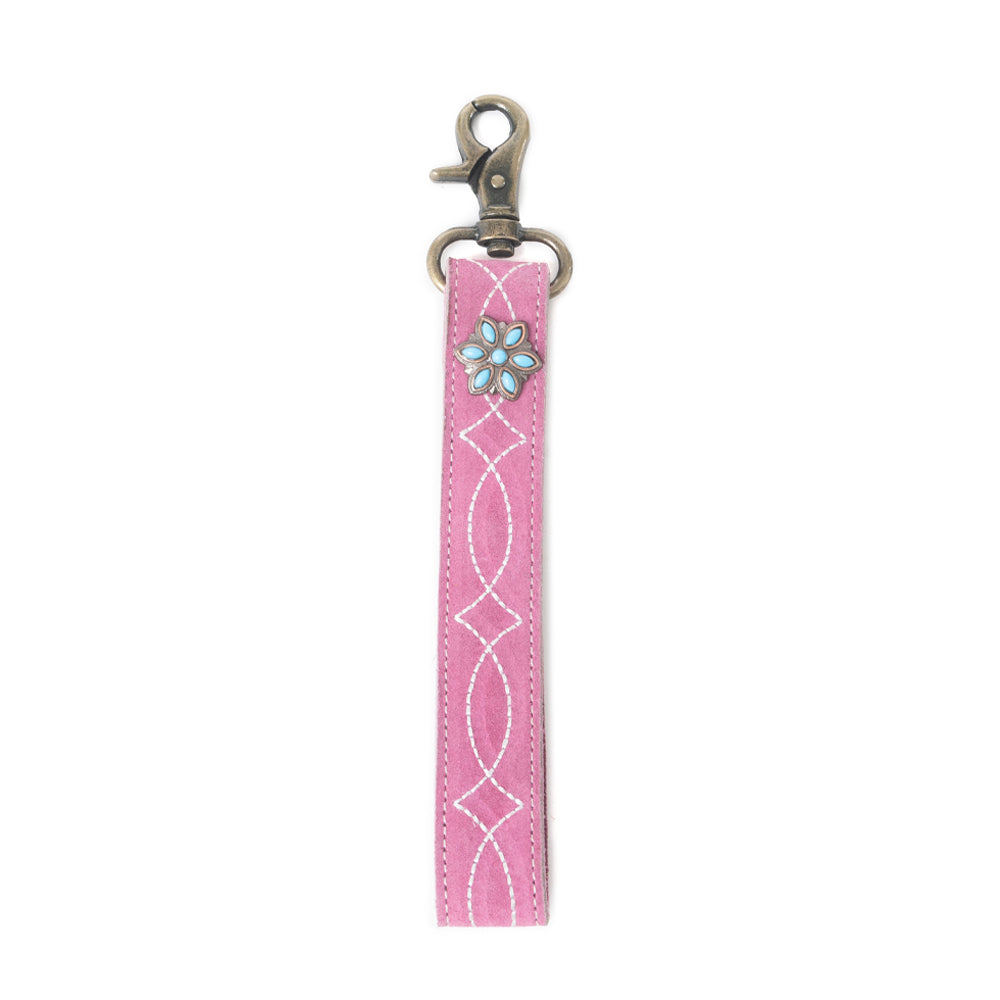 Rodeo Rose Leather Key Fob in Sunset Pink - Myra USA