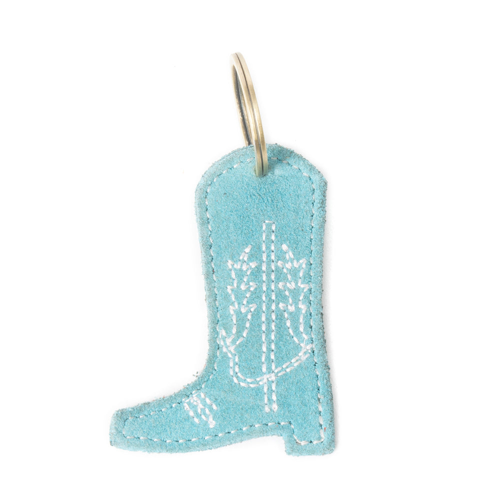 Western Whimsy Leather Key Fob in Bootcut Turquoise - Myra USA