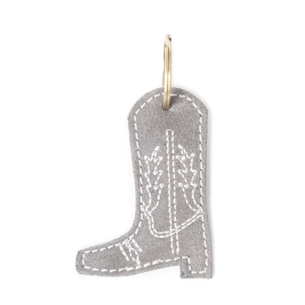 Western Whimsy Leather Key Fob in Bootcut Grey - Myra USA