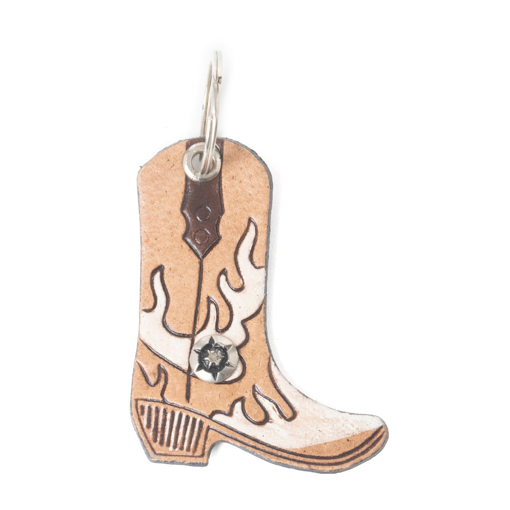 Boot Scootin’ Charm Leather Key Fob in Bronco Beige - Myra USA