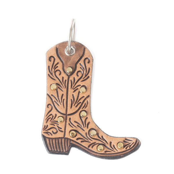 Saddleblossom Leather Key Fob in Spiced Tan - Myra USA