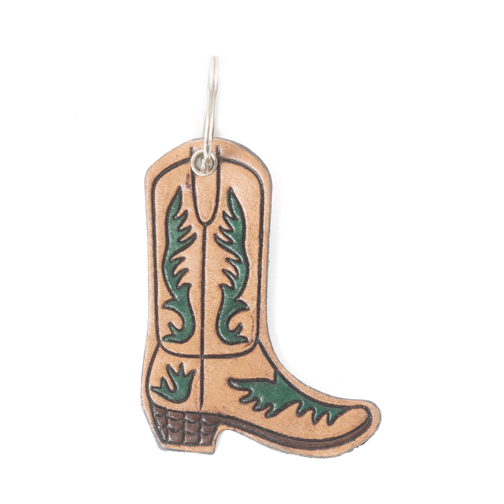 Moss & Mesa Leather Key Fob in Saddle Green