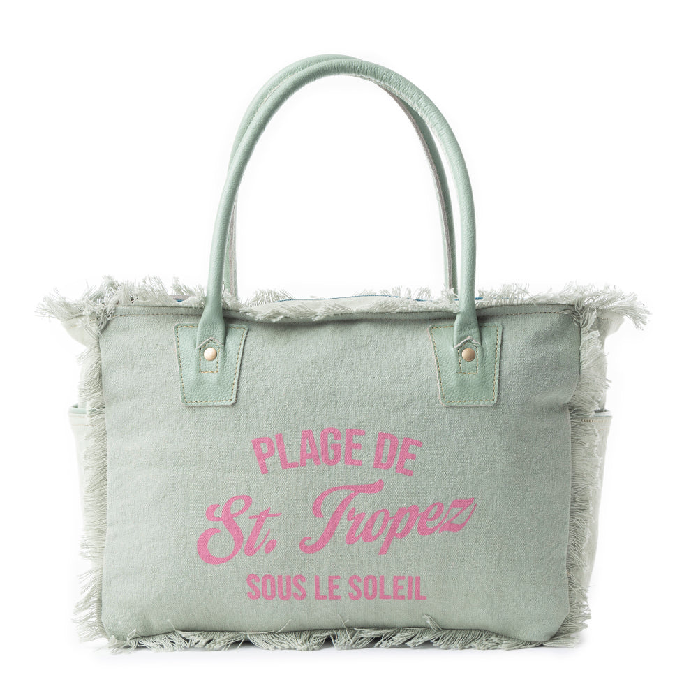 Saint Tropez Tote Bag In Light Green - Myra USA