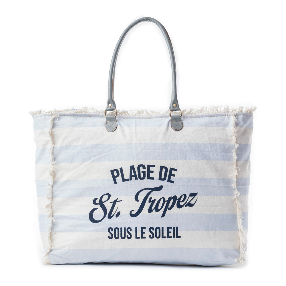 Saint Tropez Weekender Bag In White & Sky Blue - Myra USA