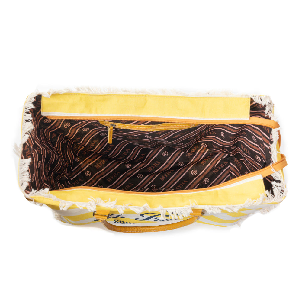 Saint Tropez Weekender Bag In Yellow & White