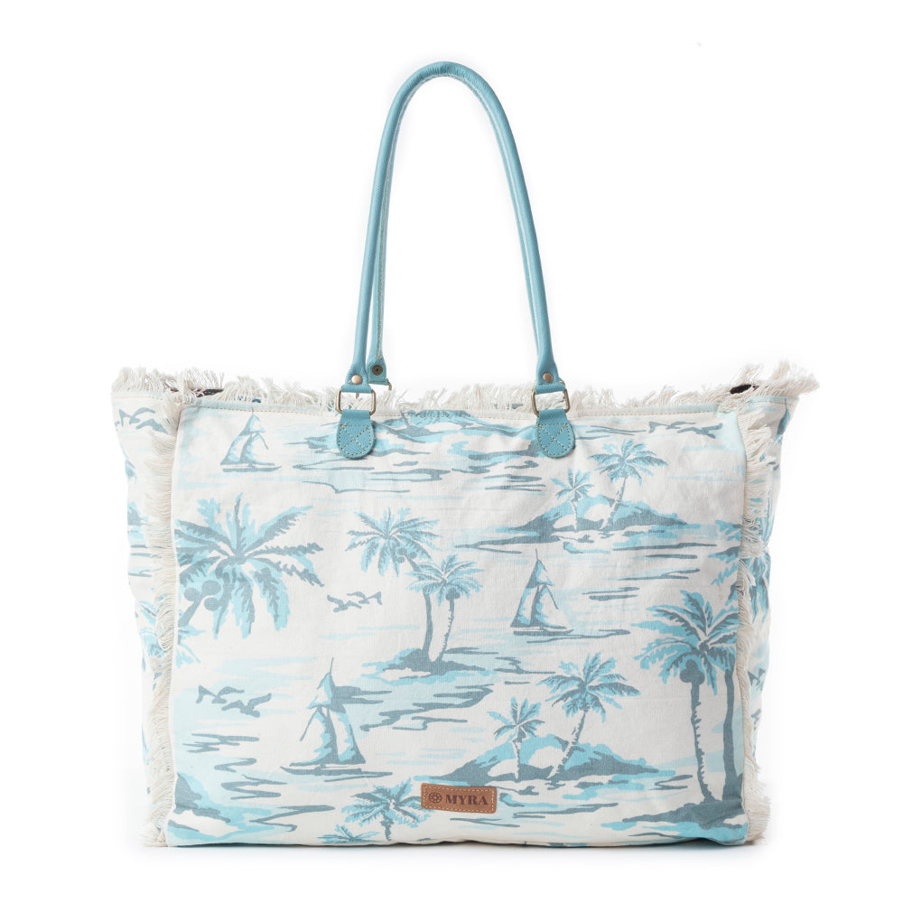 Saint Tropez Weekender Bag In White & Sky Blue