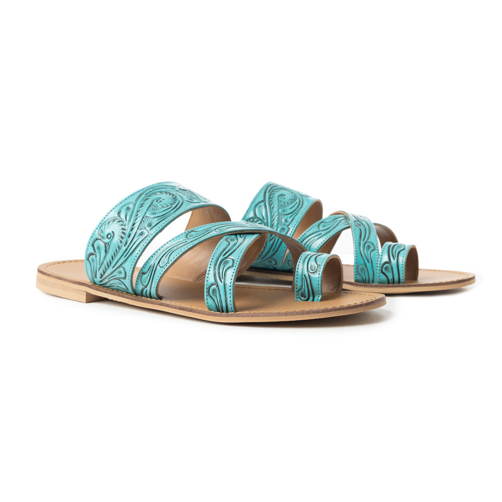 Delia Ridge Sandals In Turquoise - Myra USA