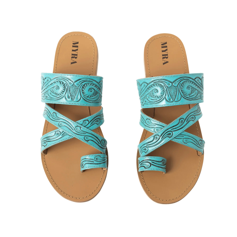 Delia Ridge Sandals In Turquoise - Myra USA