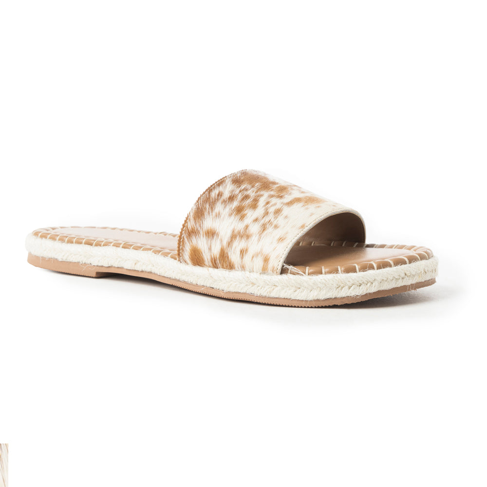 Running Pony Sandals In Brown & White Hairon - Myra USA