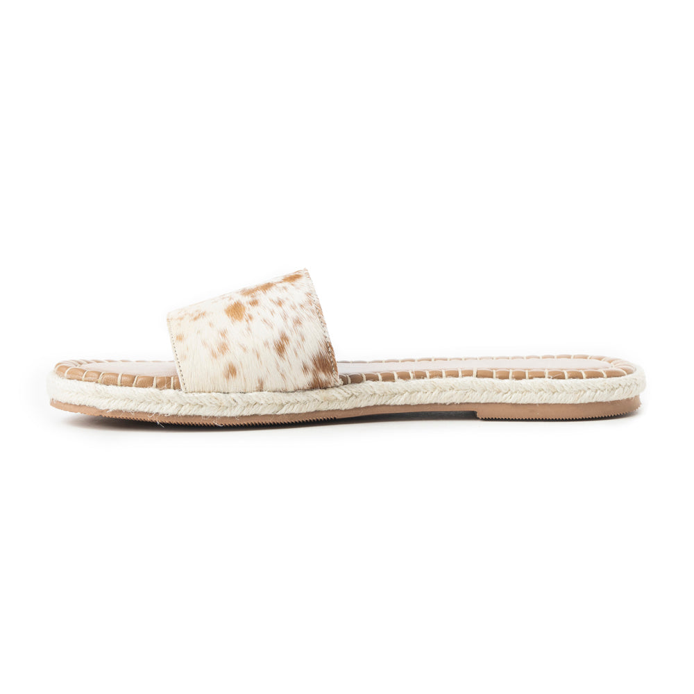 Running Pony Sandals In Brown & White Hairon - Myra USA