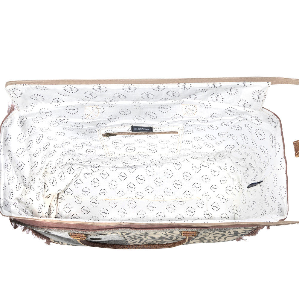 Hide & Floral Print Weekender Bag - Myra USA