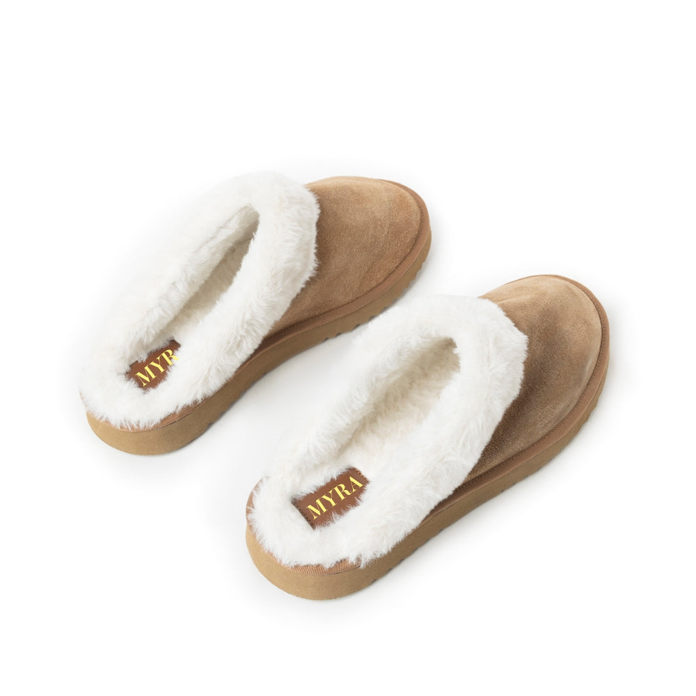 Montana Way House Scuffs In Brown and White - Myra USA