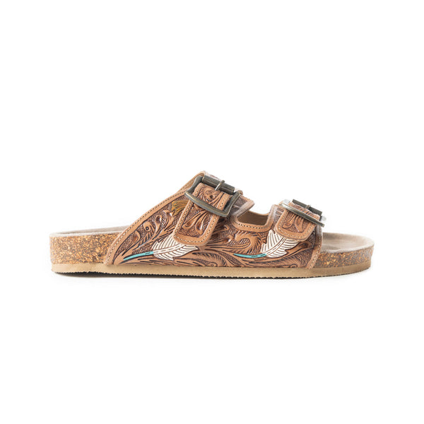 Falling Feather Sandals In Dark Brown - Myra USA