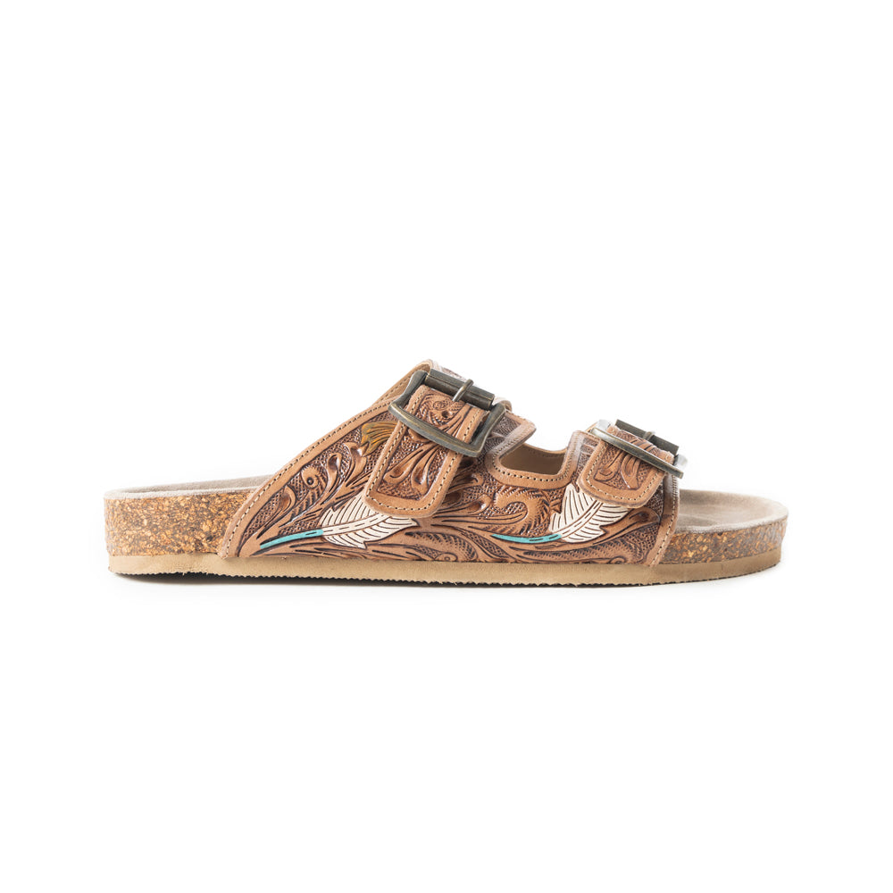 Falling Feather Sandals In Dark Brown - Myra USA