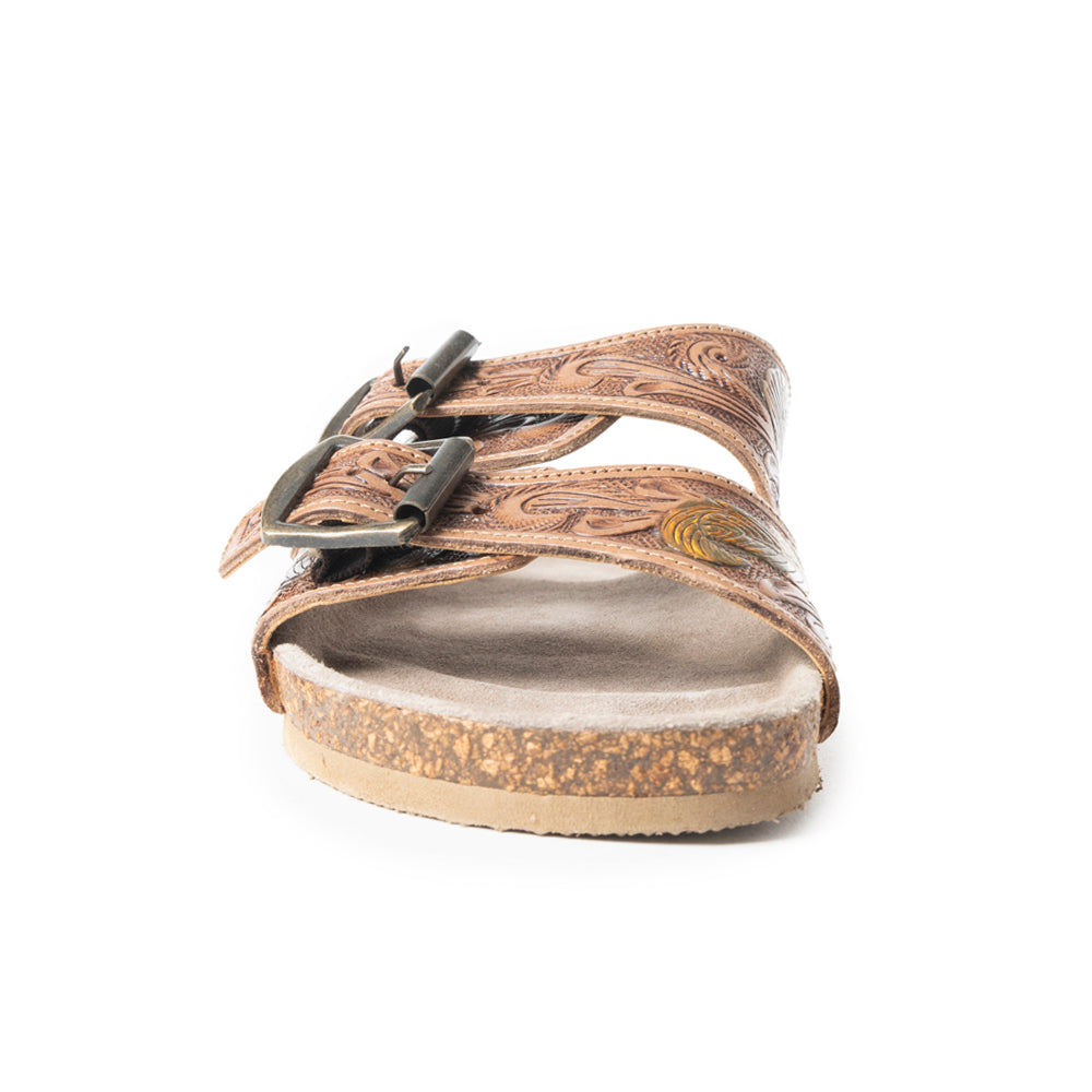 Falling Feather Sandals In Dark Brown - Myra USA