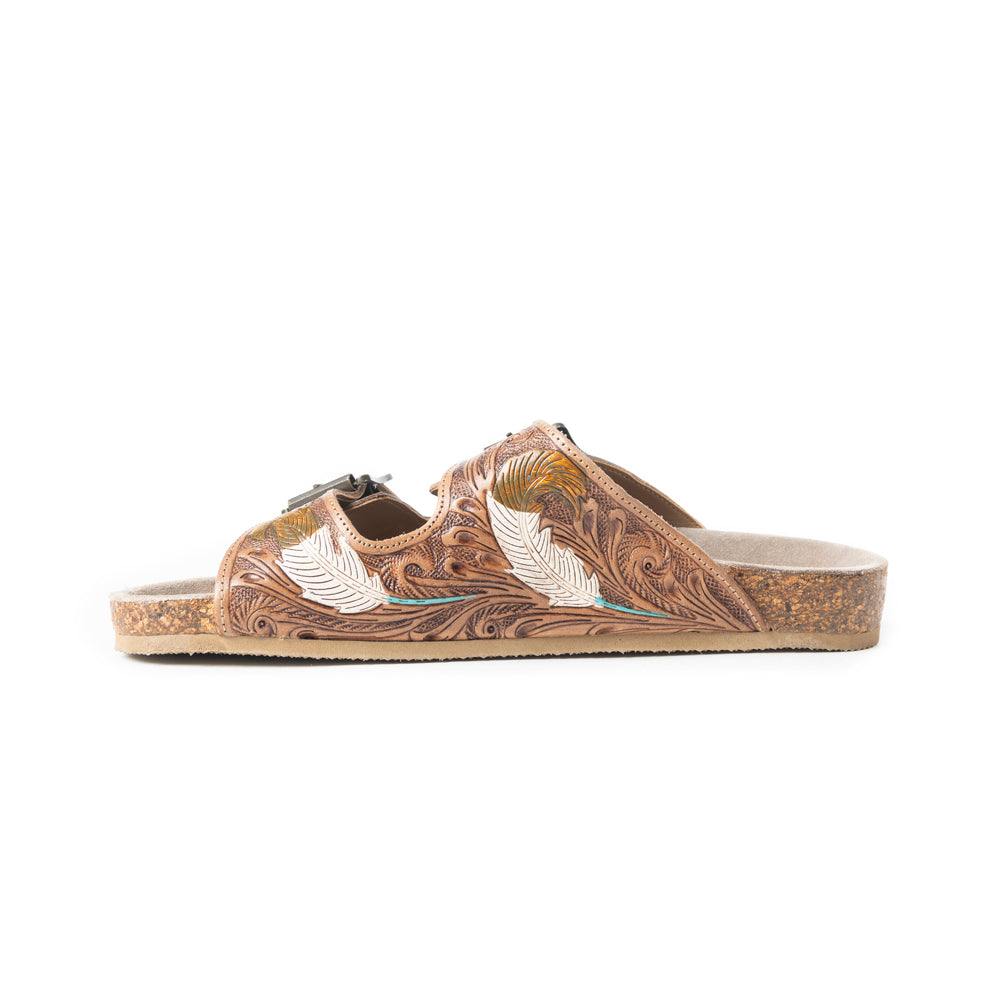 Falling Feather Sandals In Dark Brown - Myra USA