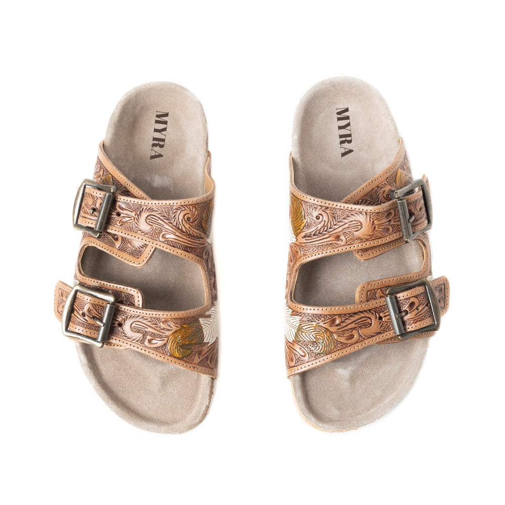 Falling Feather Sandals In Dark Brown - Myra USA