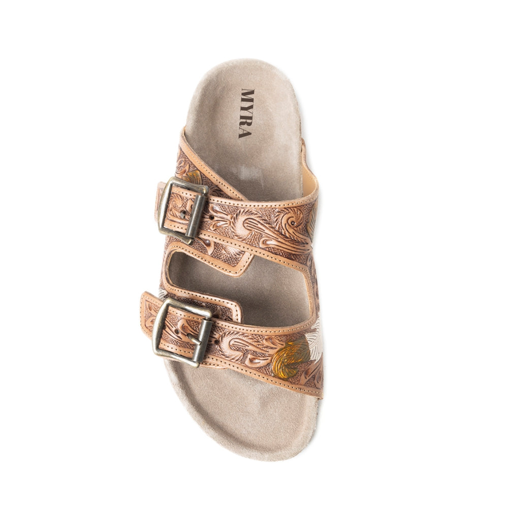 Falling Feather Sandals In Dark Brown - Myra USA