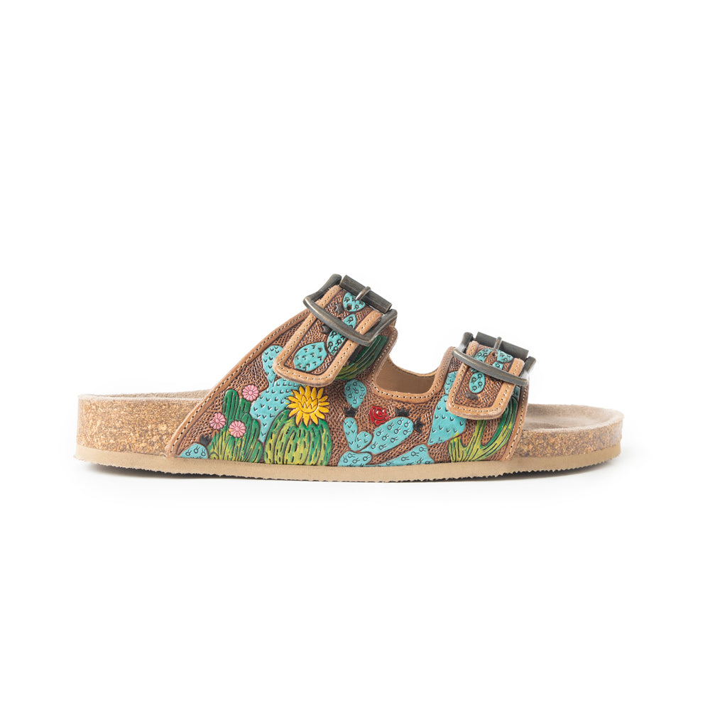 Falling Feather Sandals In Green and Brown - Myra USA