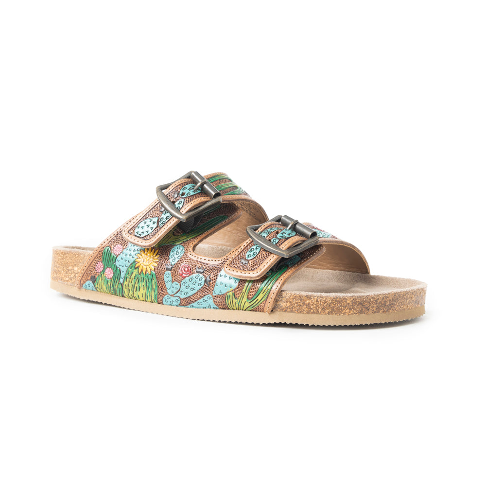 Falling Feather Sandals In Green and Brown - Myra USA