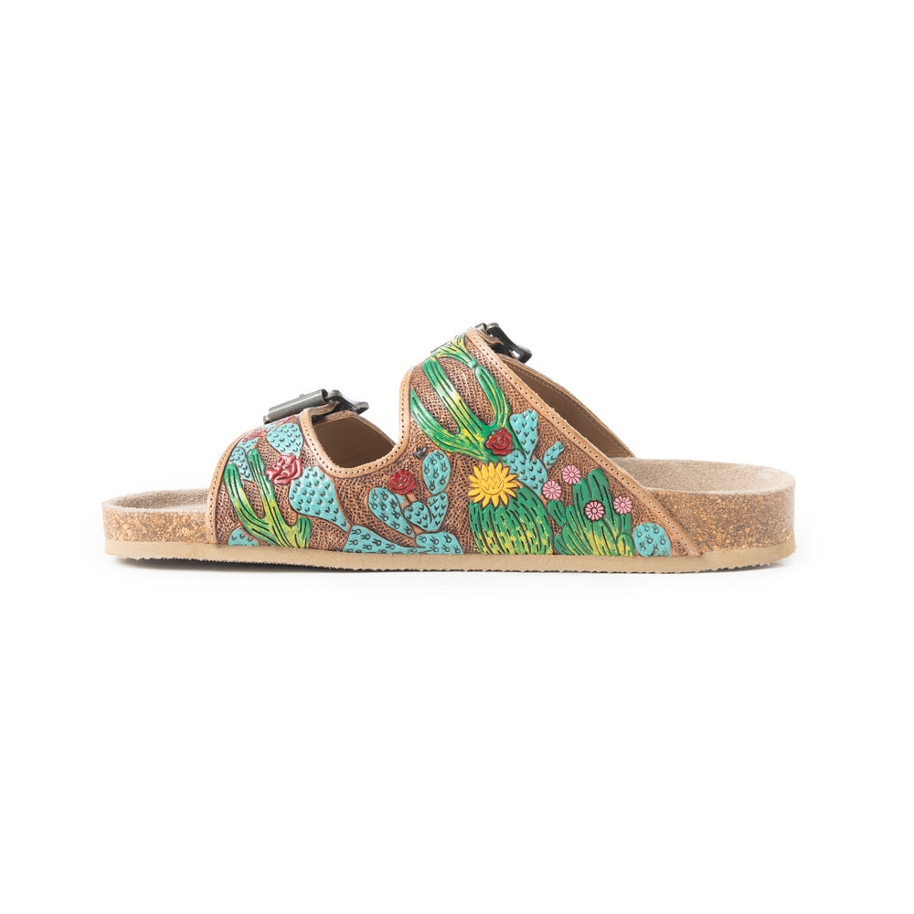 Falling Feather Sandals In Green and Brown - Myra USA