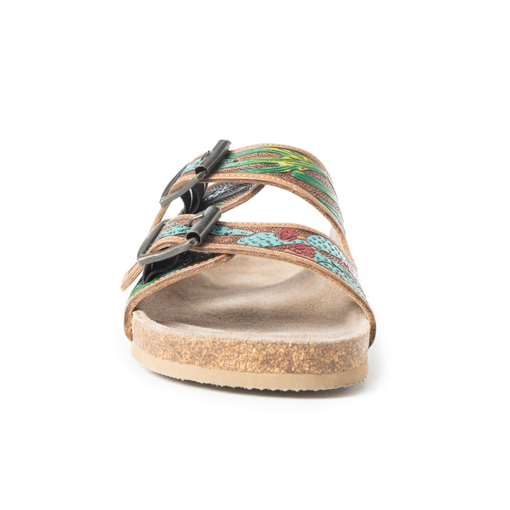 Falling Feather Sandals In Green and Brown - Myra USA