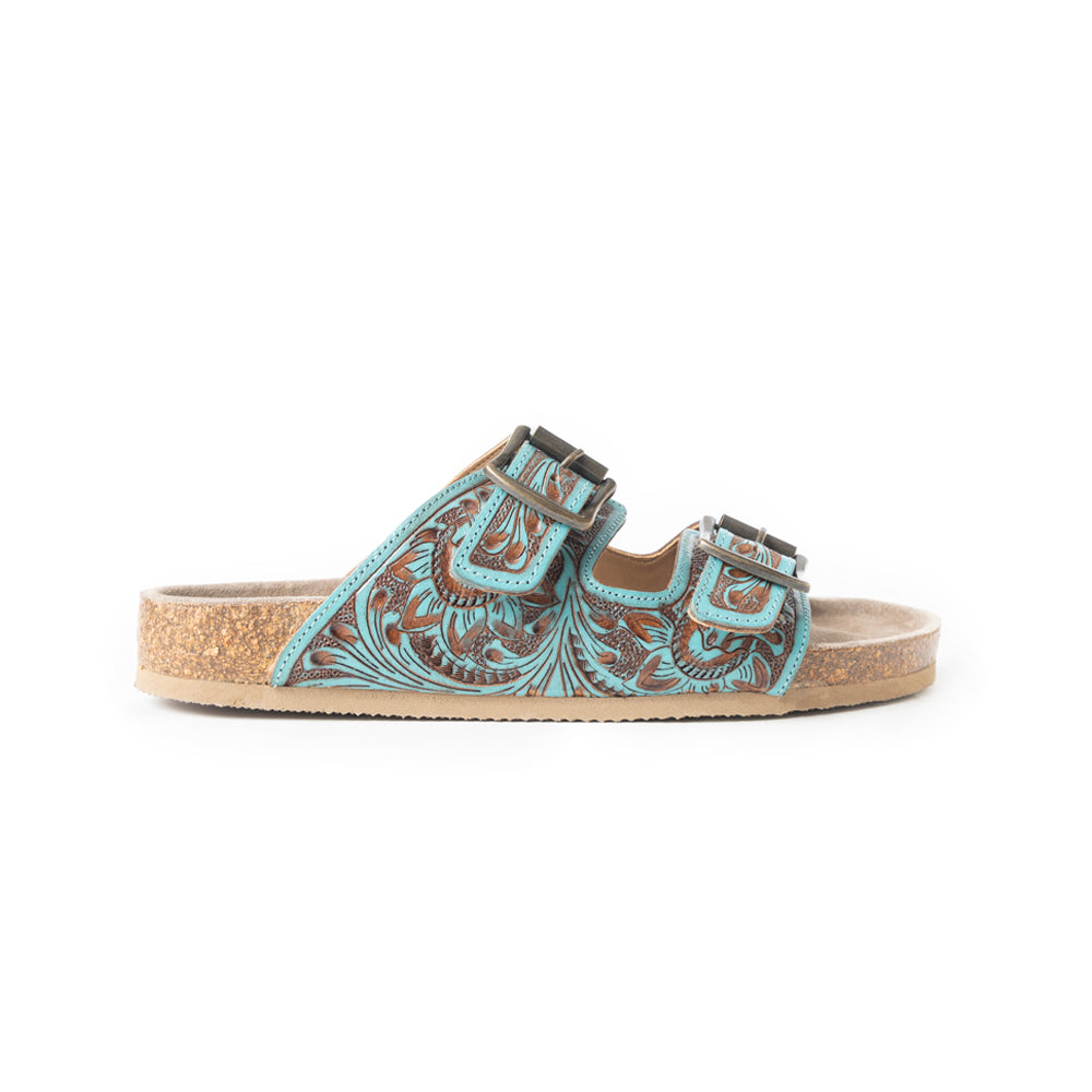 Falling Feather Sandals In Blue and Brown - Myra USA